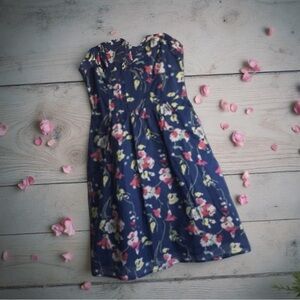 ‧₊˚✮ ༉‧ AE Floral Print Corset Top Strapless Dress Y2K